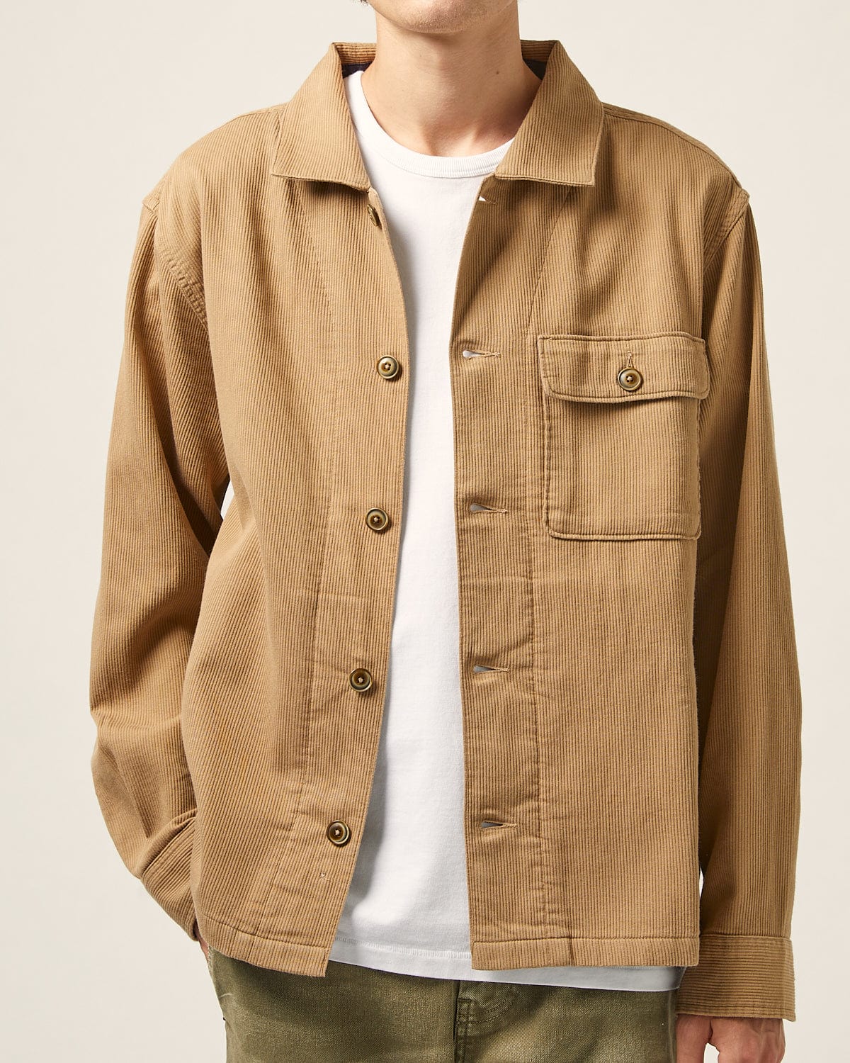 Bedford Cord Military Jacket - Khaki - Image 3