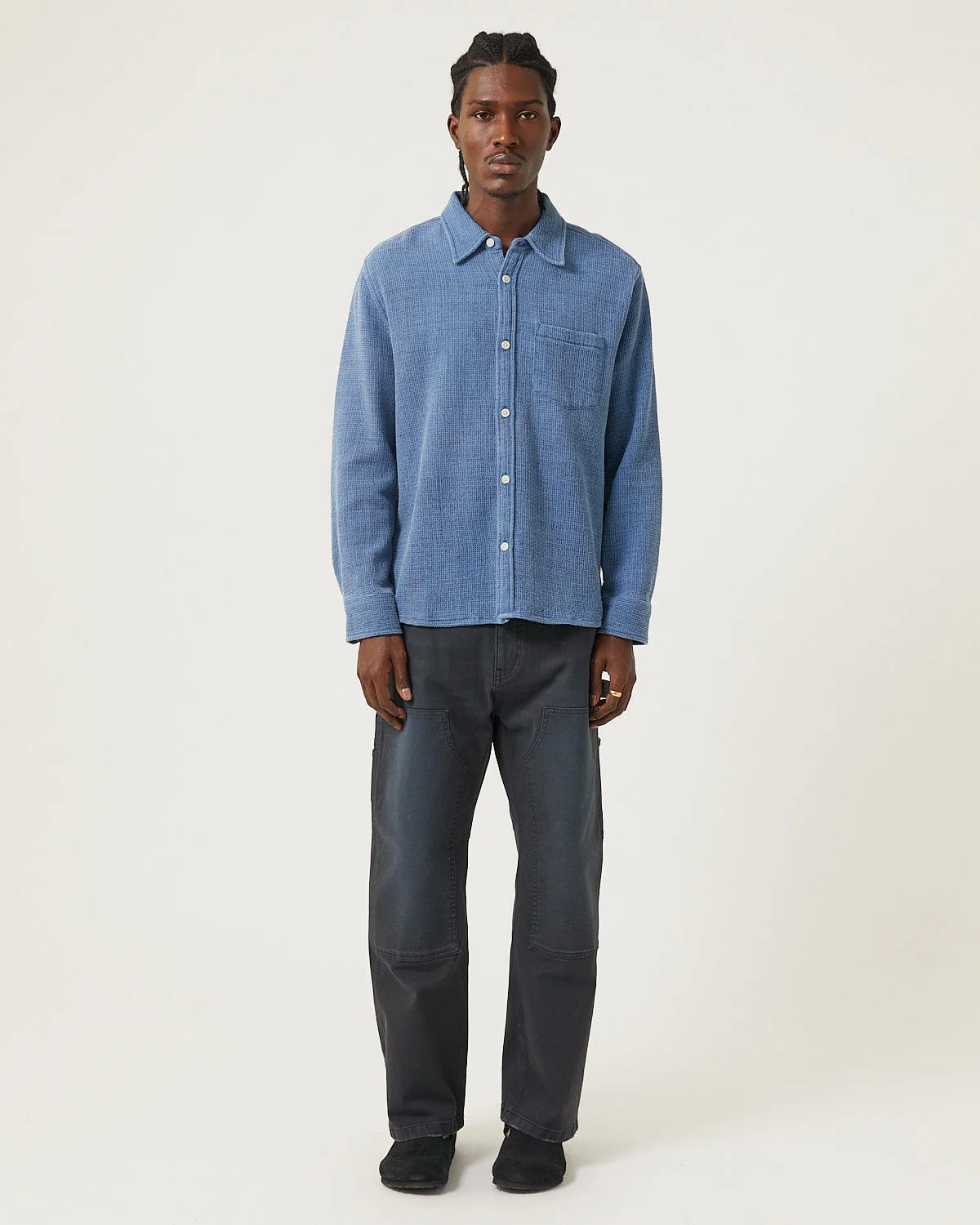 Pigment Dyed Waffle LS - Indigo - Image 2