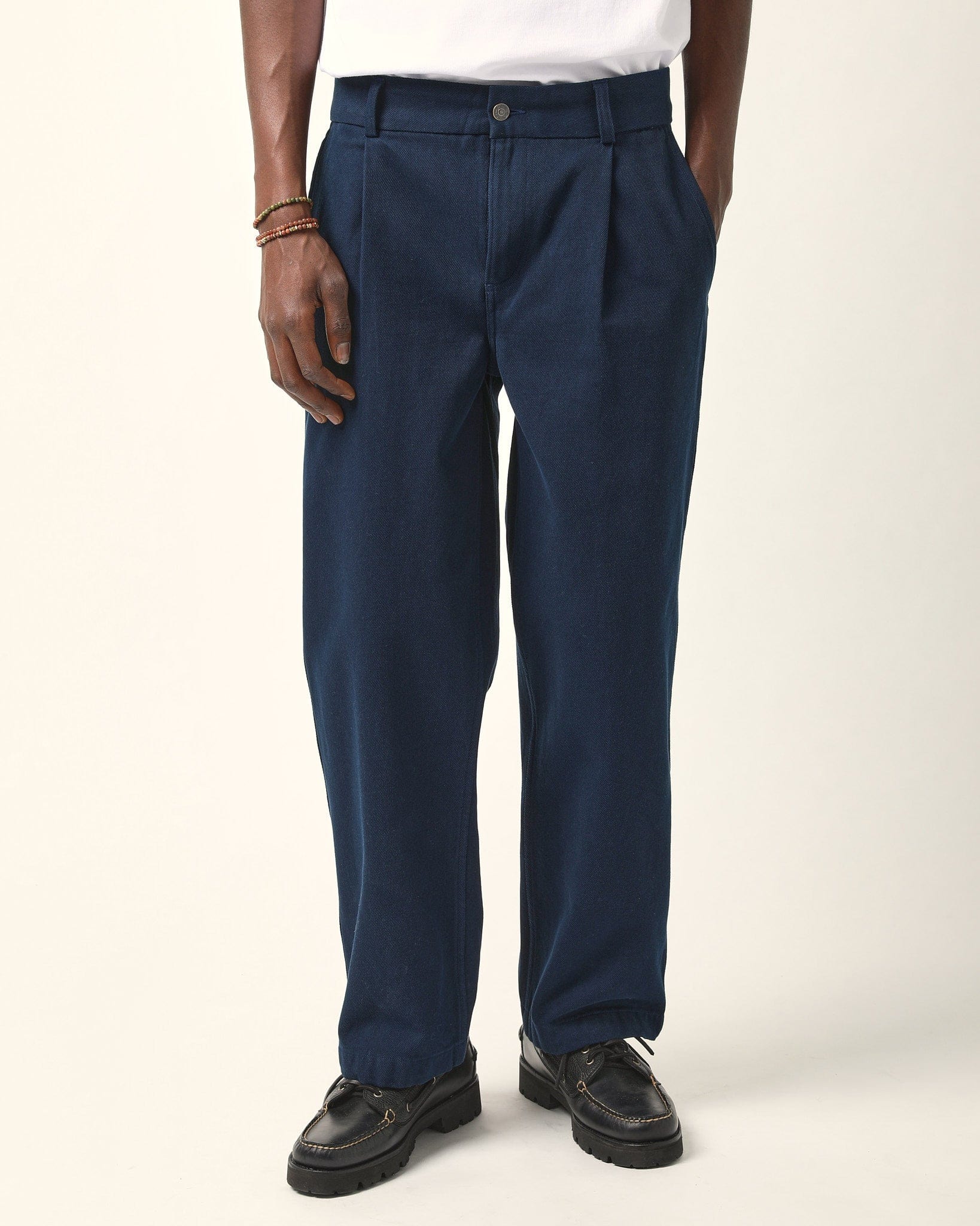 Heavy Twill Pleated Trouser - Navy - Image 2