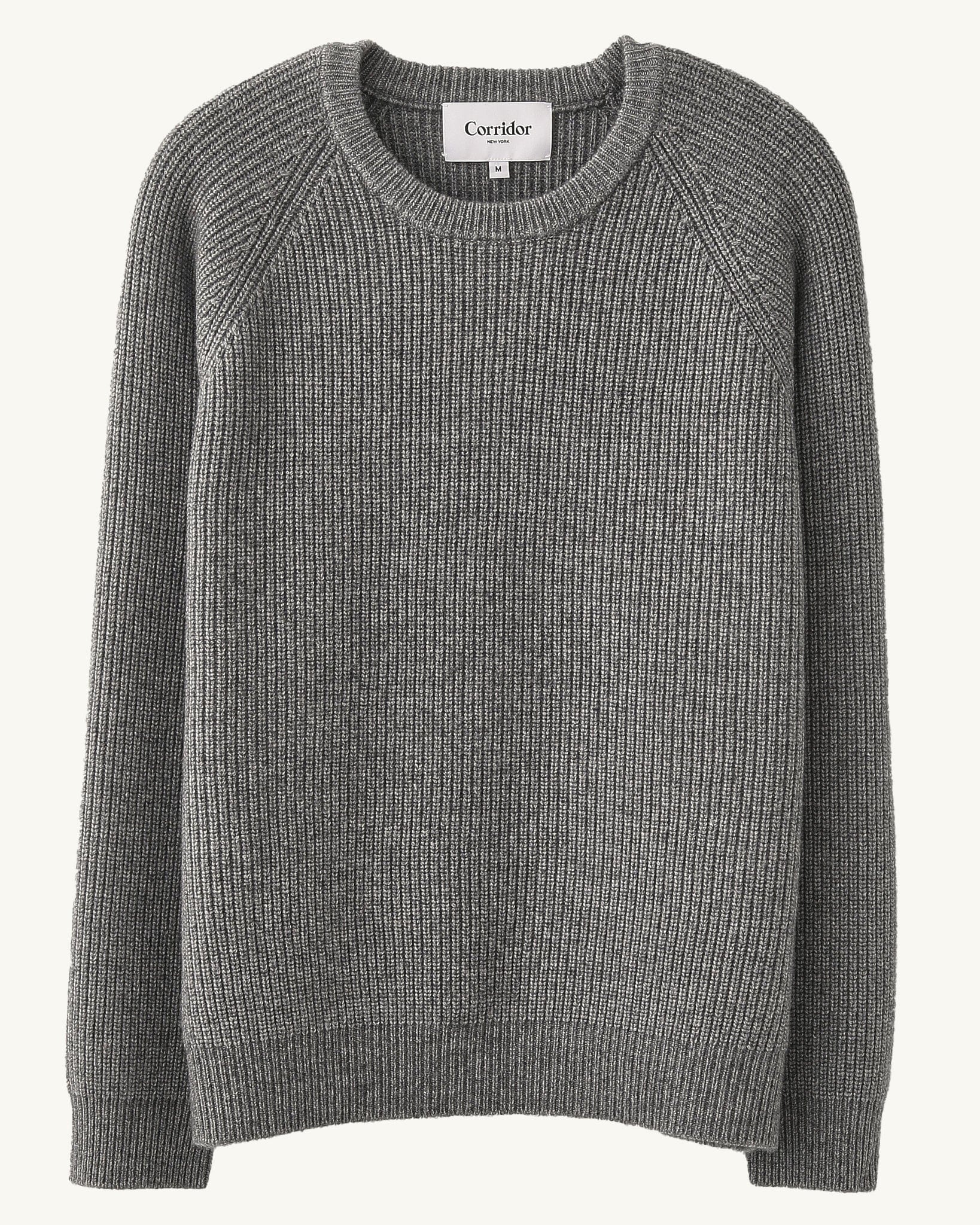 Wool Cashmere Ribbed Crewneck - Grey - Image 2